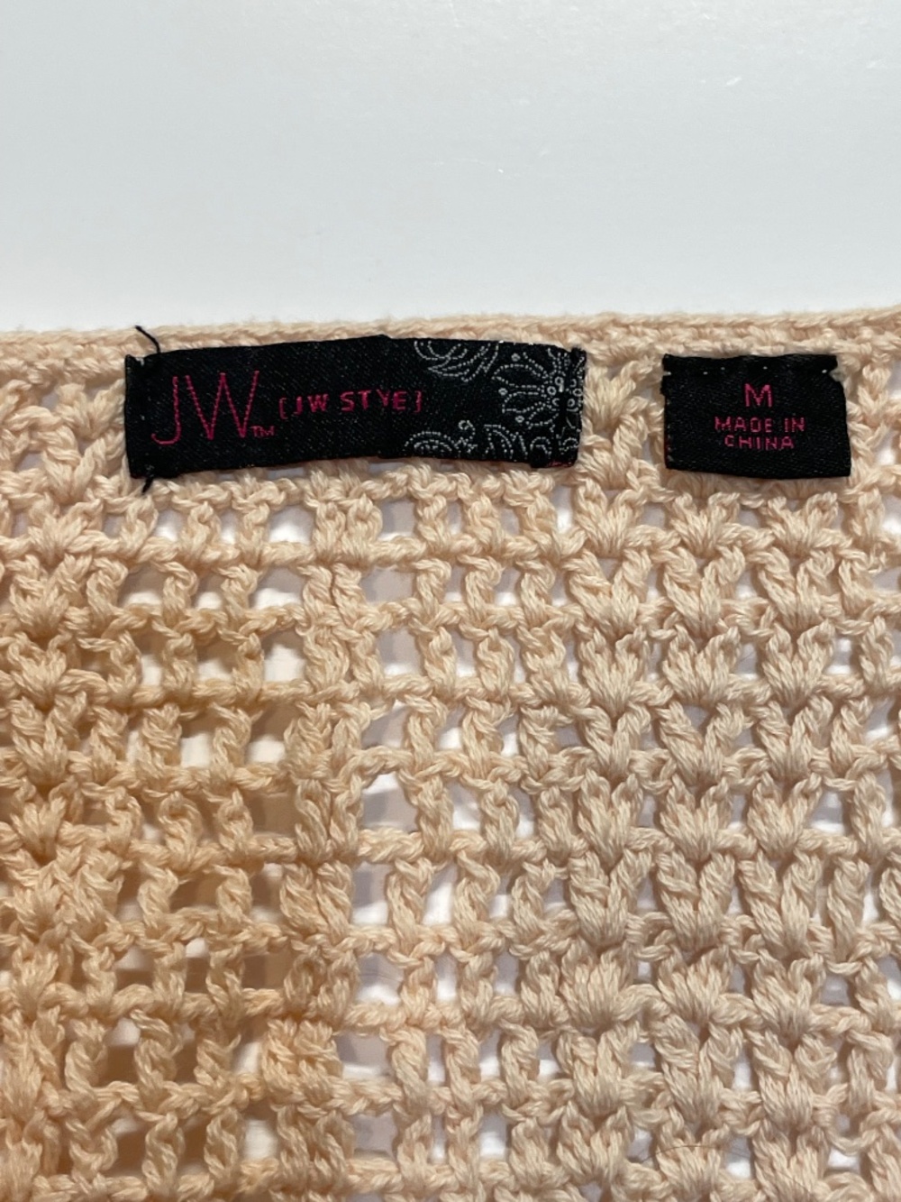 JW Style 100% Cotton Crochet Top Pullover Sweater Size M Like New - Picture 4 of 11